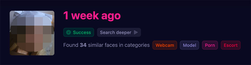 Categories in xxxface.com search results