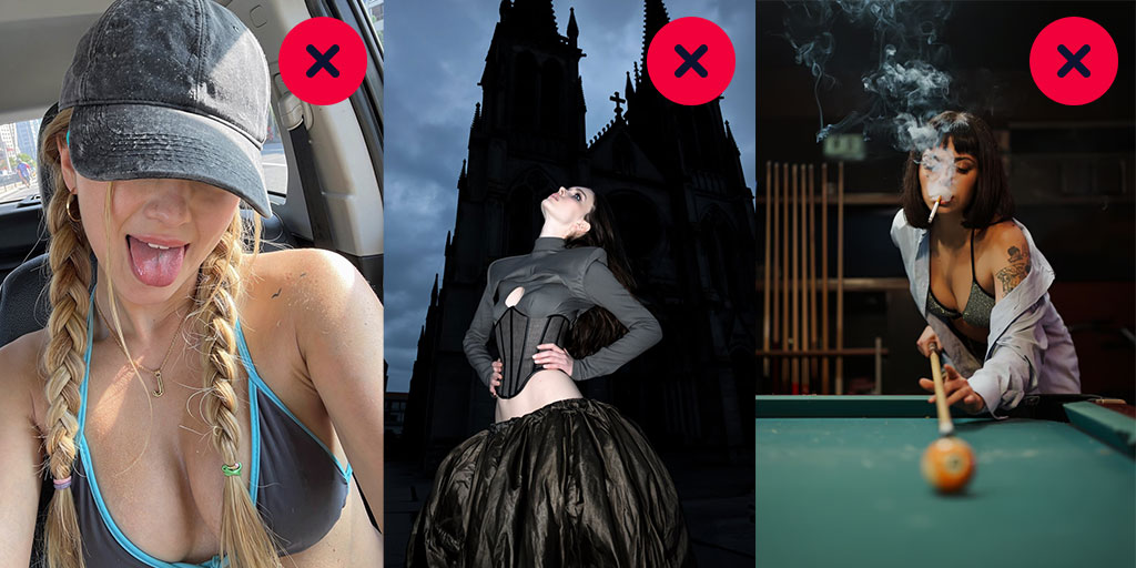 Examples of unsuitable photos for facial recognition