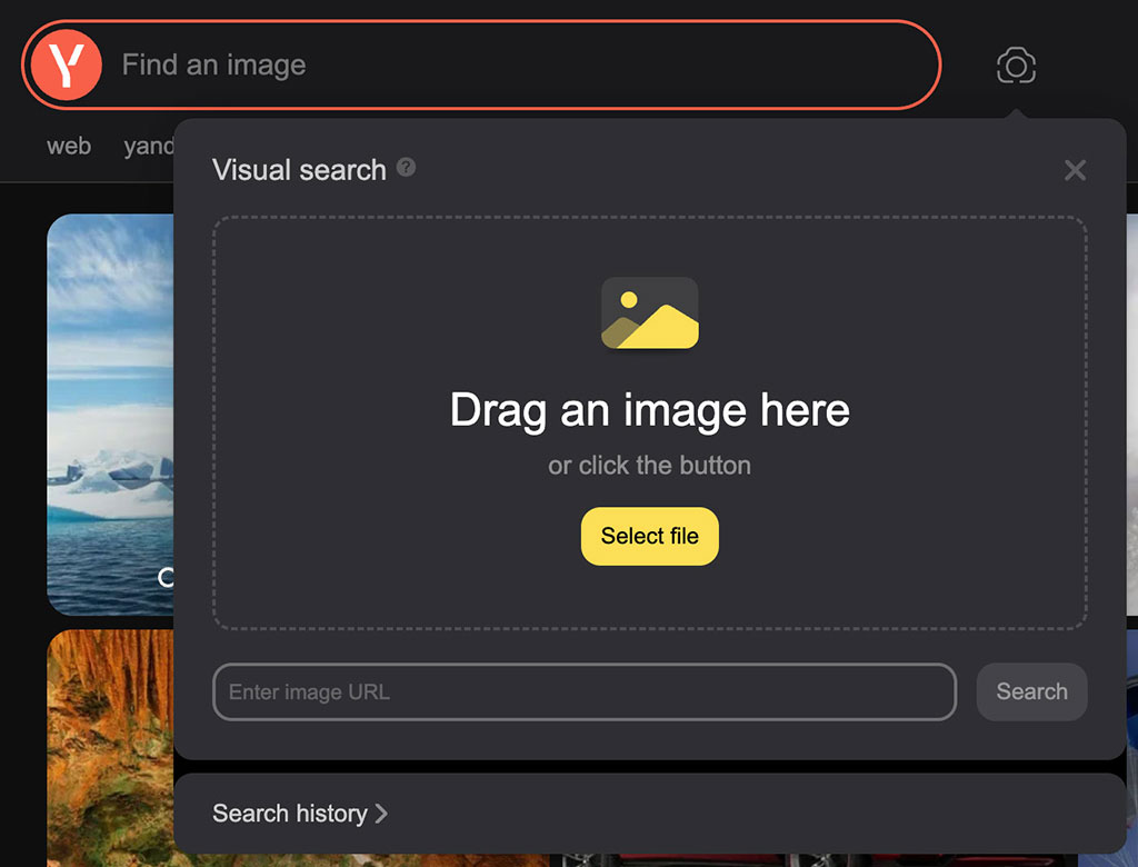 yandex.com visual search interface